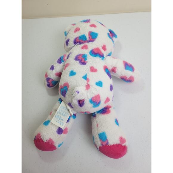 Build A Bear BAB 2014 Blue Pink Heart Spotted Bear Plush Stuffed Animal Toy 17" - Picture 7 of 8